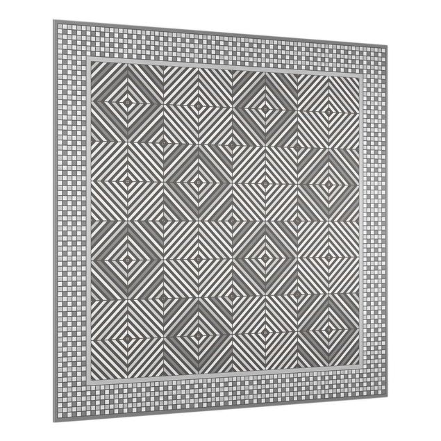 Decorazioni cucina Piastrelle geometriche Vortice grigio con cornice a mosaico