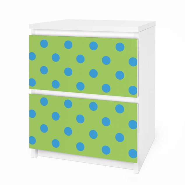 Pellicole adesive per mobili cassettiera Malm IKEA No.DS92 Disegno à pois Girly Verde