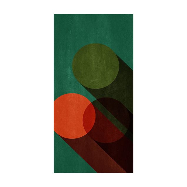 tappeto verde per esterno Forme astratte - Cerchi in verde e rosso