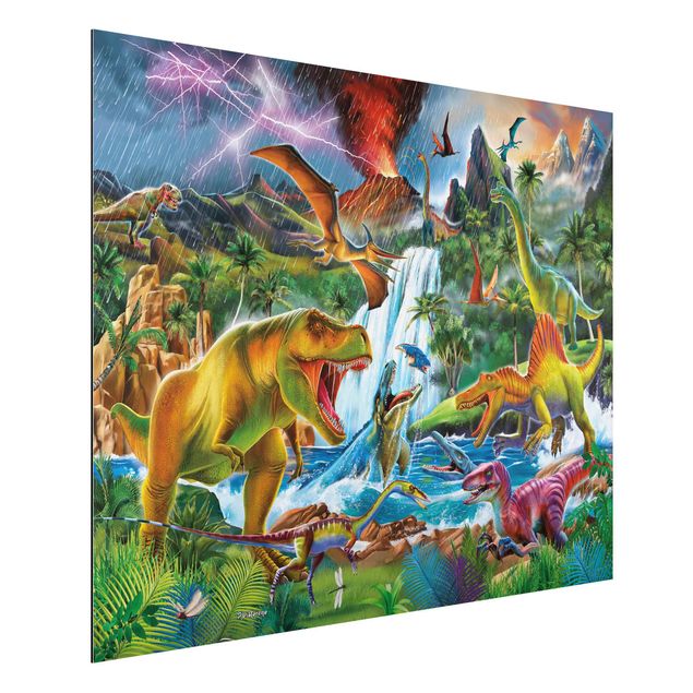Decorazioni cameretta Dinosauri in una tempesta preistorica