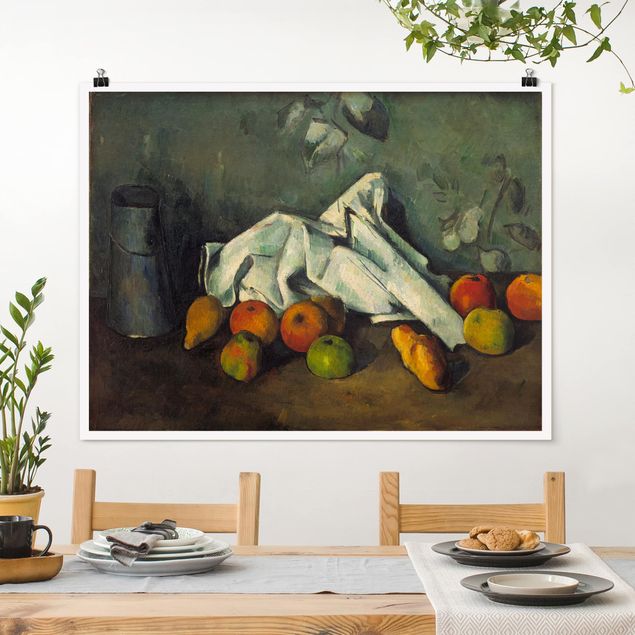 Impressionismo quadri Paul Cézanne - Natura morta con barattolo di latte e mele