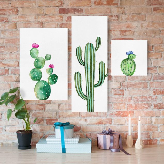Quadri su tela componibili Set di cactus ad acquerello