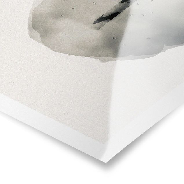 Quadri bianco e nero Acquerelli - Faro nella nebbia