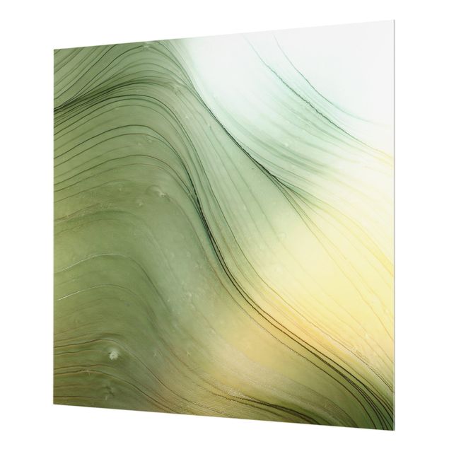 Paraschizzi in vetro - Mélange di verde con giallo miele - Quadrato 1:1