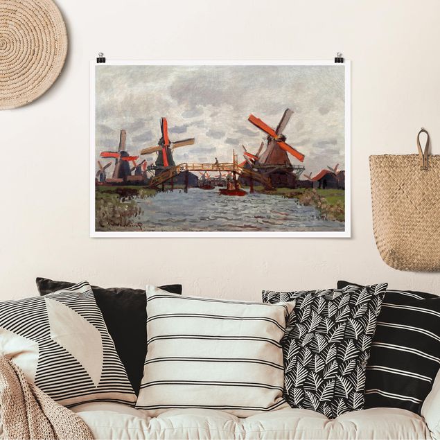 Riproduzioni Claude Monet - Mulini a vento a Westzijderveld, vicino a Zaandam