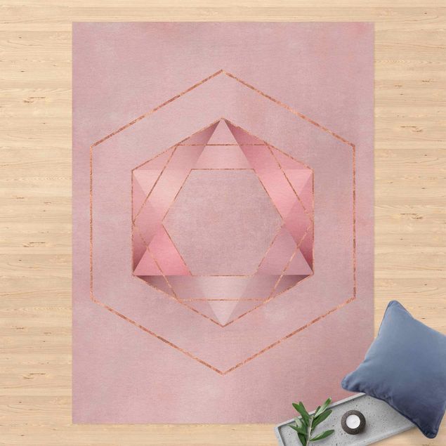 Tappeti moderni Geometria in rosa e oro I