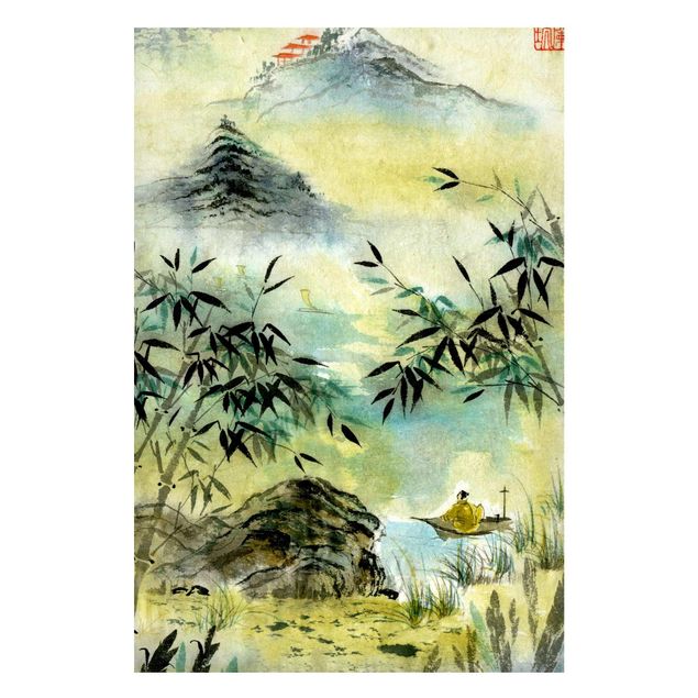 Quadri paesaggistici Disegno acquerello giapponese Foresta di bambù