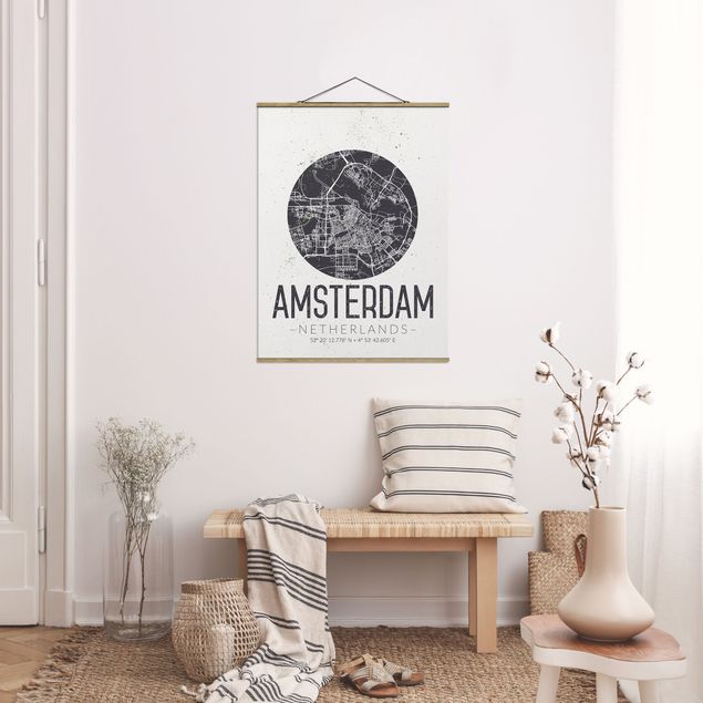 Quadri shabby Mappa della città di Amsterdam - Retrò