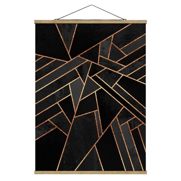 Quadri sfondo nero Triangoli neri oro