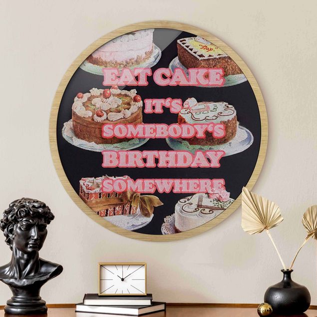Quadri con cornice con frasi Mangia la torta È il compleanno