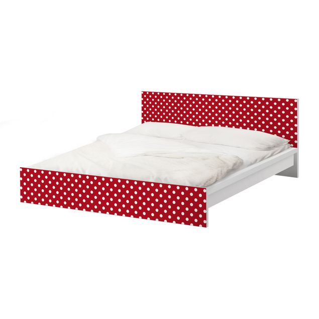 Pellicole adesive per mobili letto Malm IKEA No.DS92 Disegno à pois Girly Rosso