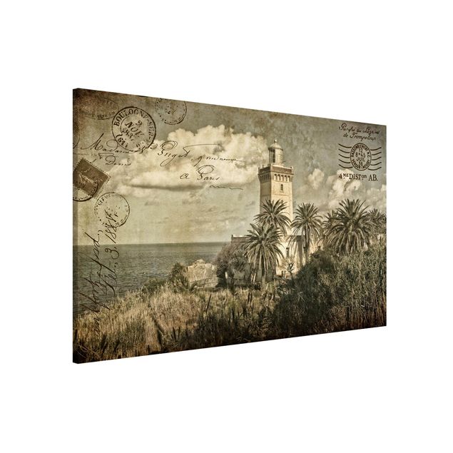 Quadri con paesaggio Faro e palme - Cartolina vintage
