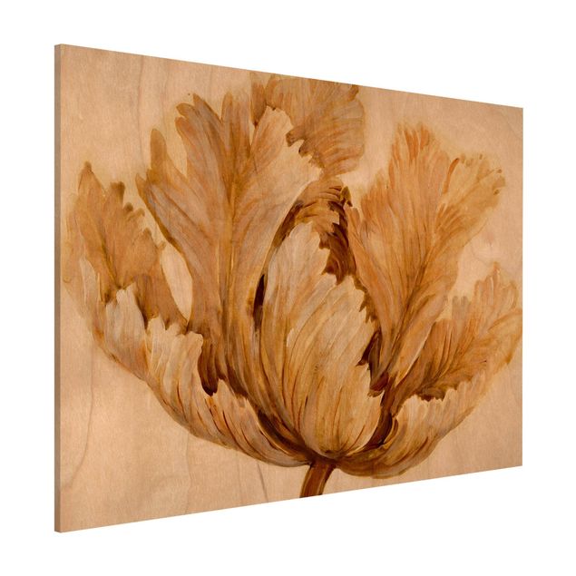Lavagne magnetiche con fiori Tulipano seppia su legno