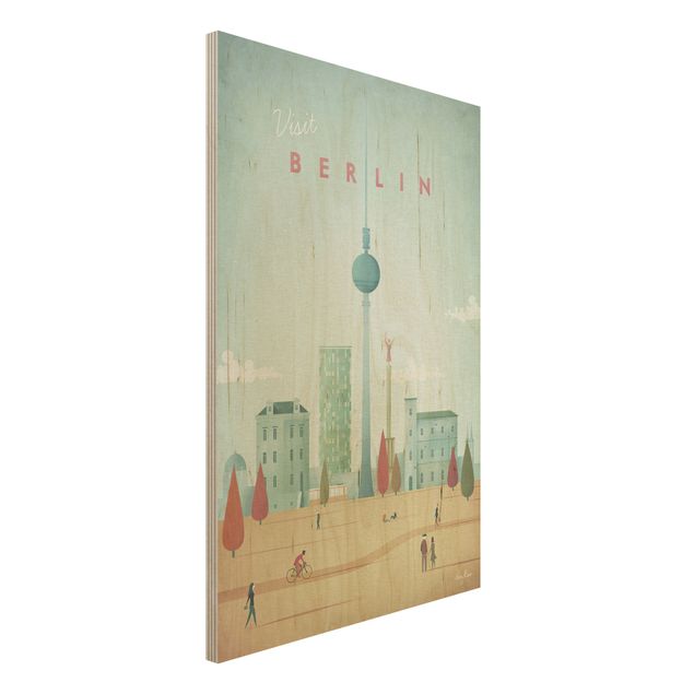 Quadri in legno con architettura e skylines Poster di viaggio - Berlino