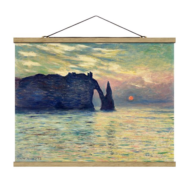 Stile artistico Claude Monet - La scogliera, Étretat, tramonto