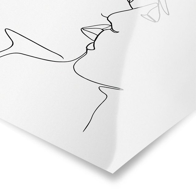 Poster in bianco e nero Line Art - Facce da bacio Bianco e Nero