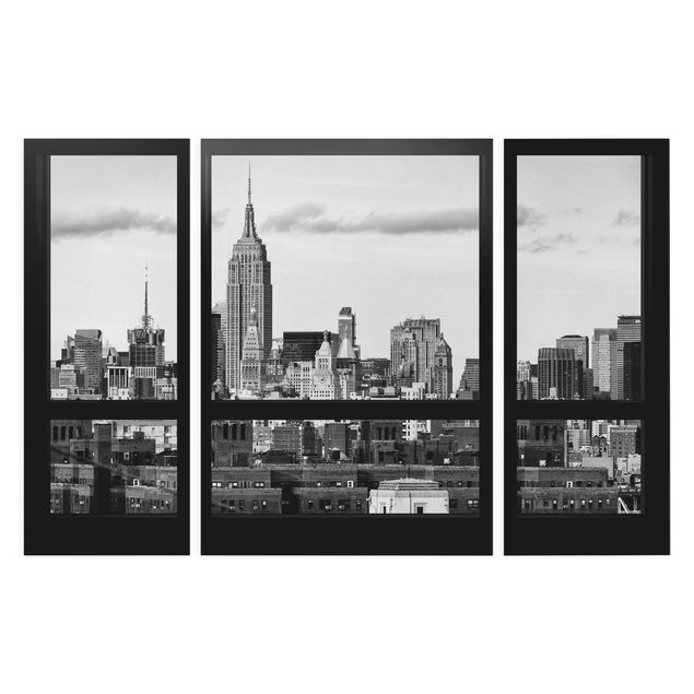 Quadro città Finestre con vista sullo Skyline di New York in bianco e nero