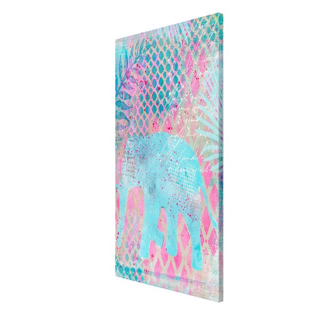 Lavagne magnetiche con fiori Collage colorato - Elefante in blu e rosa