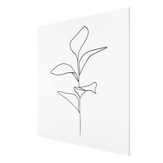 Quadri moderni per arredamento Line Art - foglie di piante bianco e nero