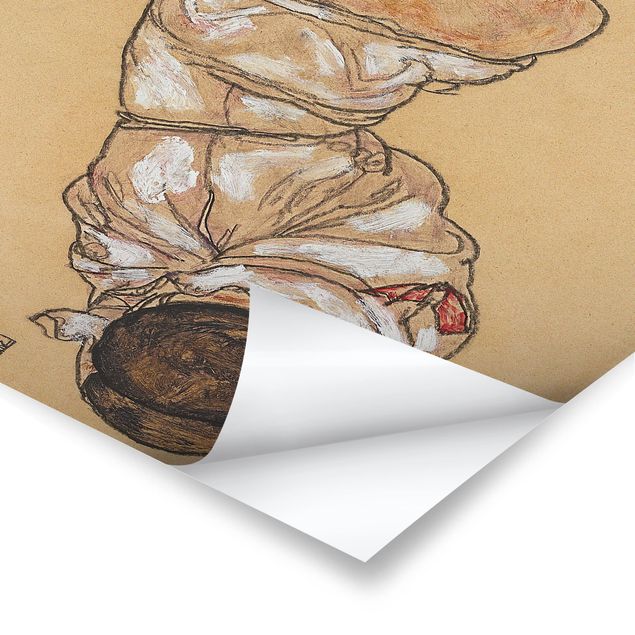 Quadri Egon Schiele - Torso femminile in biancheria intima e calze nere