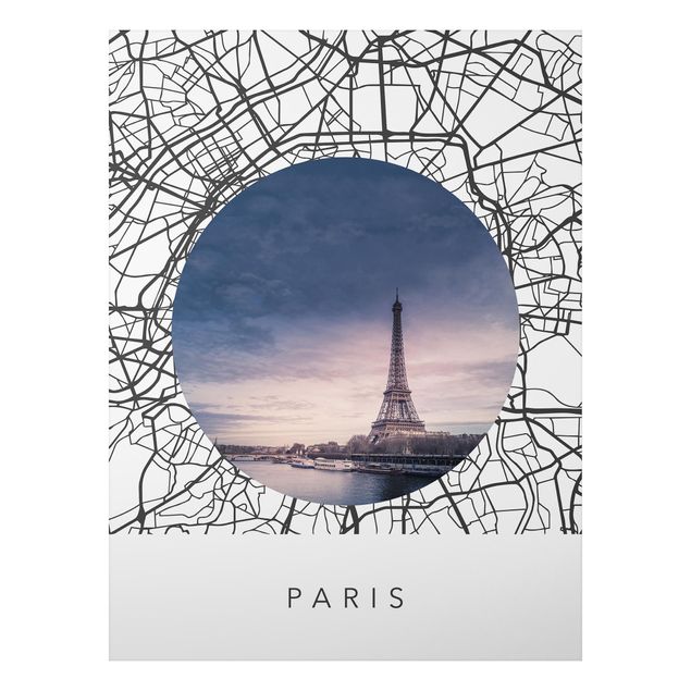 Quadri moderni per arredamento Collage di mappe di Parigi