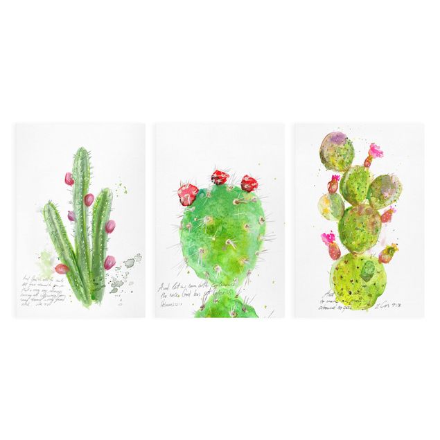 Quadro verde Set Cactus con versi biblici I