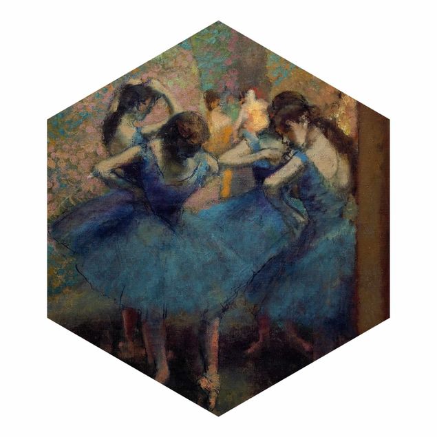 Fotomurale esagonale Edgar Degas - Ballerine blu