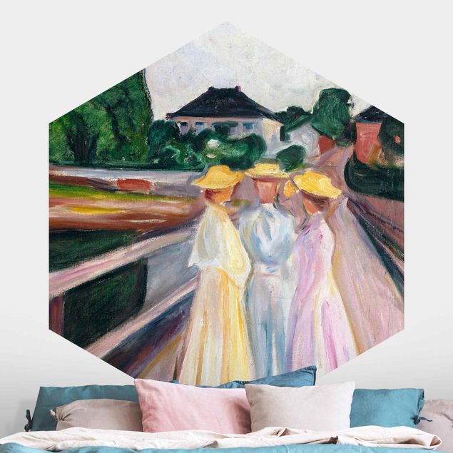 Quadro espressionismo Edvard Munch - Tre ragazze sul ponte