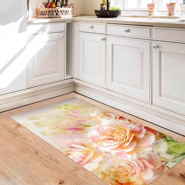 tappeto design moderno Composizione di rose ad acquerello