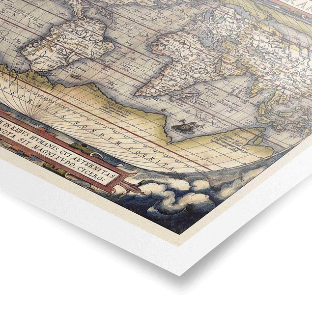 Stampe poster Mappa del mondo storico Typus Orbis Terrarum