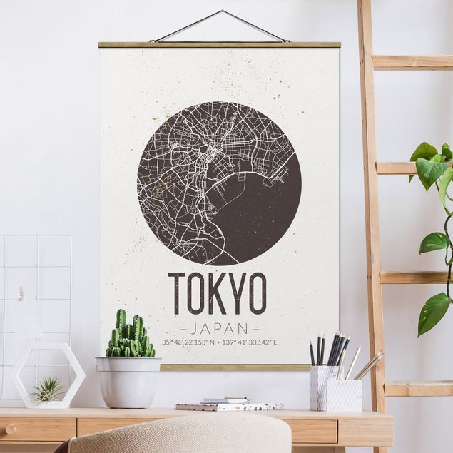 Quadro Tokyo Mappa di Tokyo - Retrò