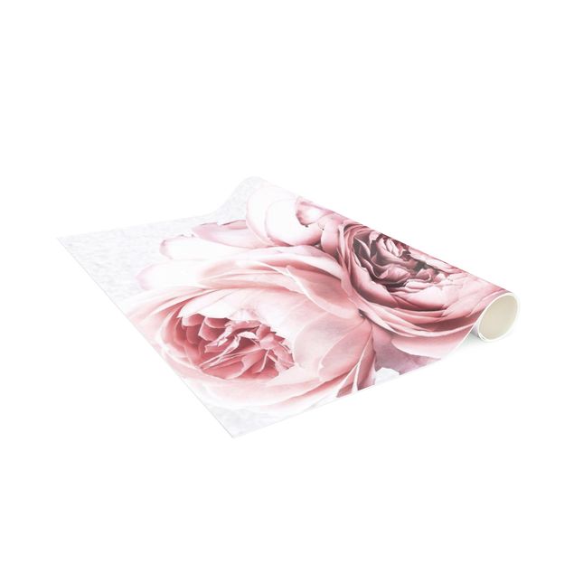Tappeti con motivi naturali Fiori di peonia rosa chiaro shabby pastello