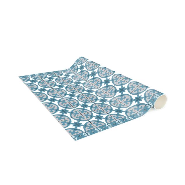 Tappeti moderni Mix di piastrelle geometriche Cerchi Blu Grigio