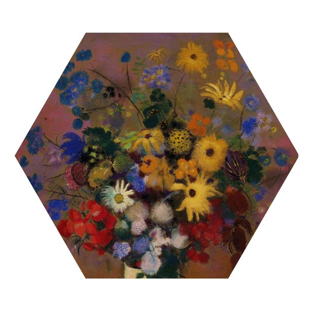 Stampe su legno Odilon Redon - Vaso bianco con fiori