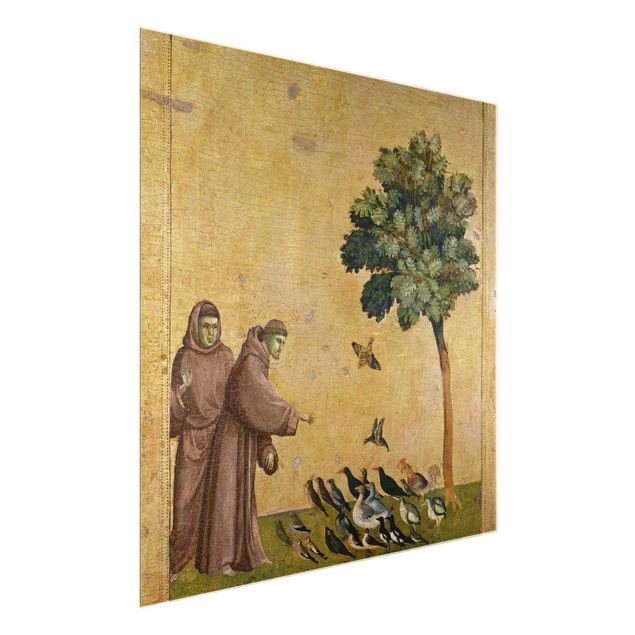 Quadri in vetro con animali Giotto di Bondone - San Francesco che si rivolge agli uccelli