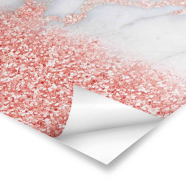 Stampe poster Effetto marmo con coriandoli rosa