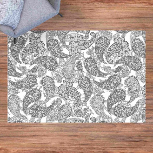 tappeto moderno Trama mandala boho in grigio