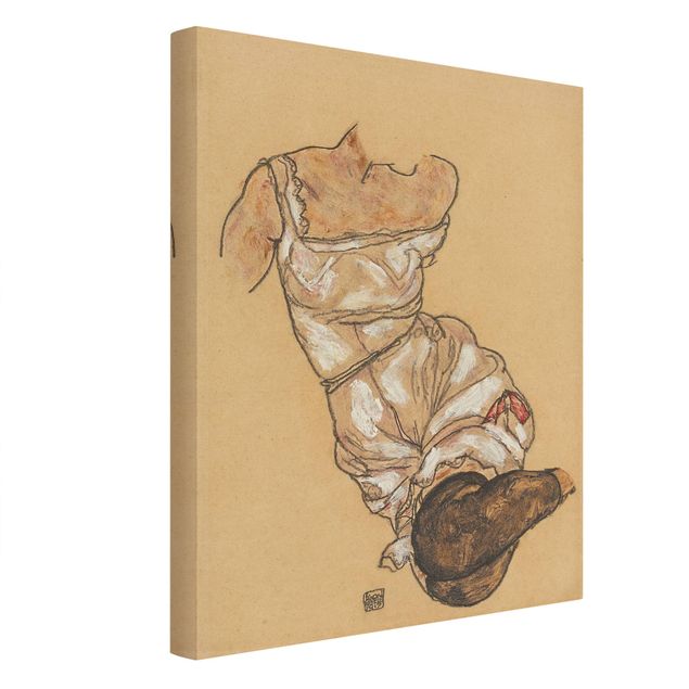 Riproduzione quadri famosi Egon Schiele - Torso femminile in biancheria intima e calze nere