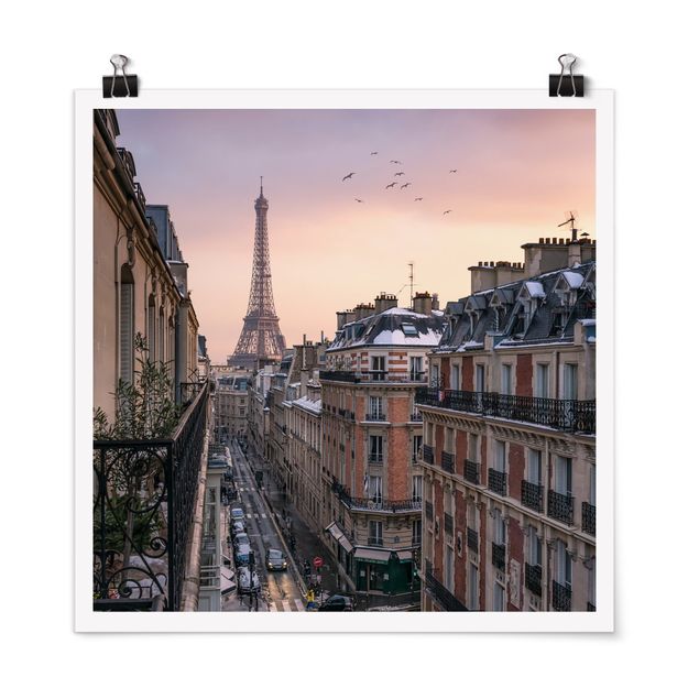 Poster skyline La Torre Eiffel al tramonto