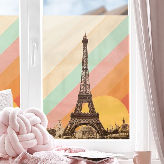 Pellicola adesiva per vetri Torre Eiffel nel tramonto arcobaleno