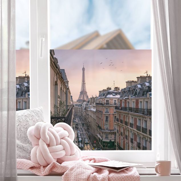 Pellicola colorata per vetri La torre Eiffel al tramonto