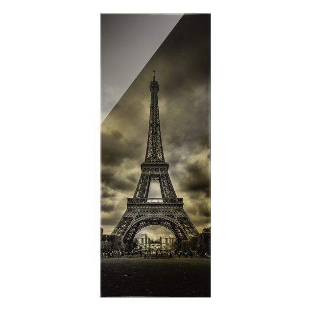 Quadro moderno Torre Eiffel davanti alle nuvole in bianco e nero