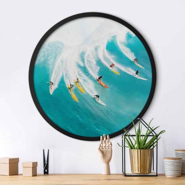 Quadri con cornice con spiaggia Semplicemente facendo surf