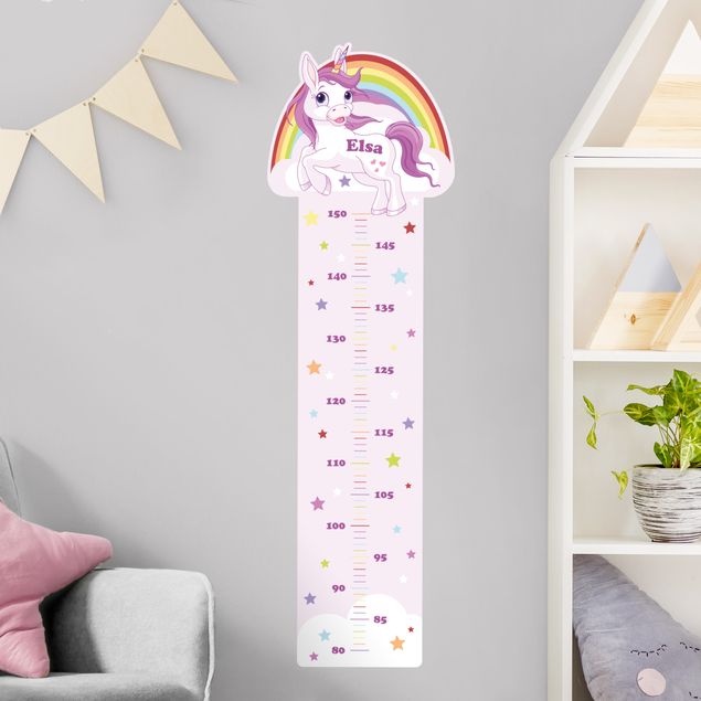 Adesivi murali unicorno Unicorno arcobaleno con nome personalizzato