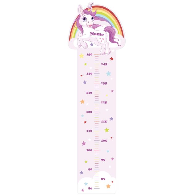 Stickers murali animali Unicorno arcobaleno con nome personalizzato