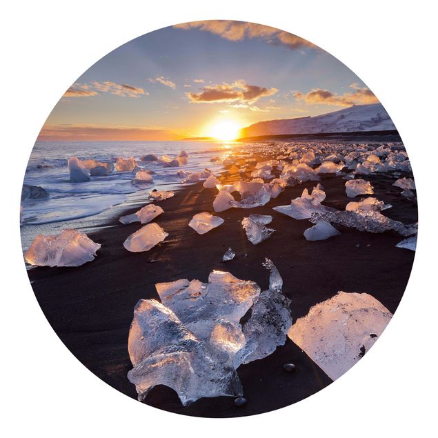 Carta da parati mare Pezzi di ghiaccio sulla spiaggia in Islanda