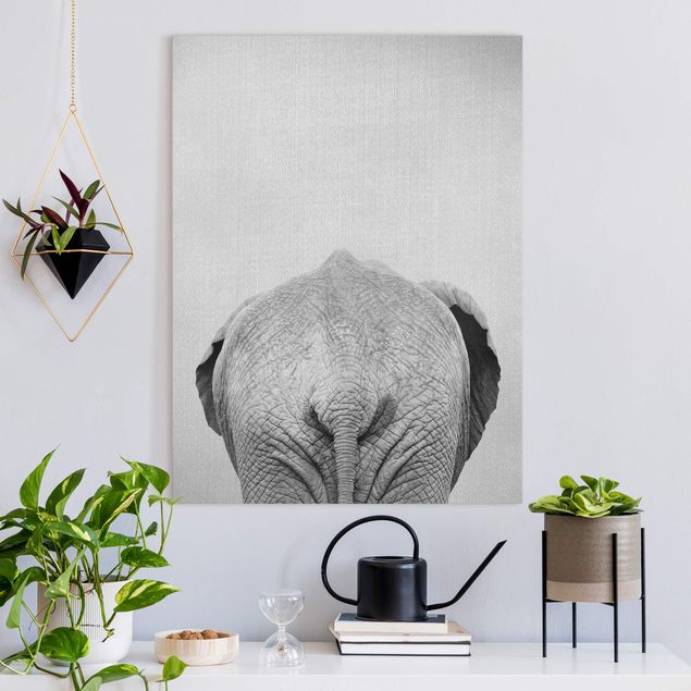 Quadri su tela con elefanti Elefante da dietro bianco e nero