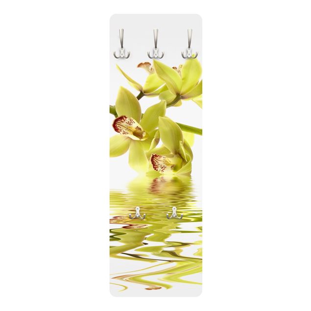 Appendiabiti da parete con pannello Eleganti acque di orchidea