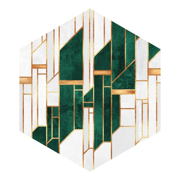 Quadri Elisabeth Fredriksson Geometria smeraldo e oro