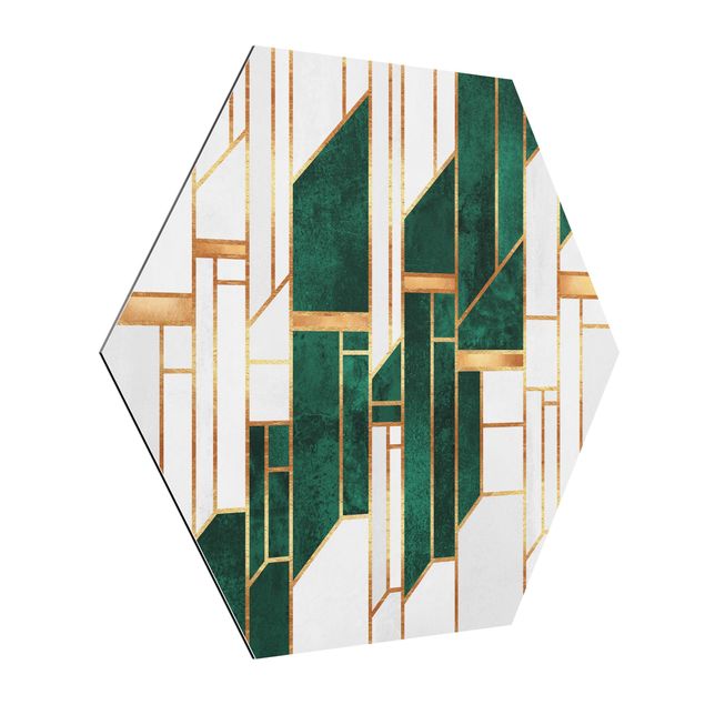Quadro verde Geometria smeraldo e oro